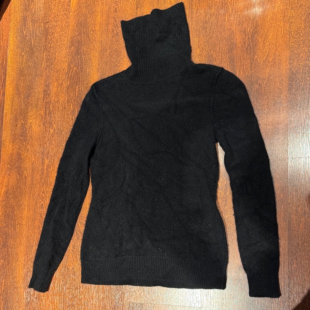 Aqua Black Ribbed Turtleneck Sweater